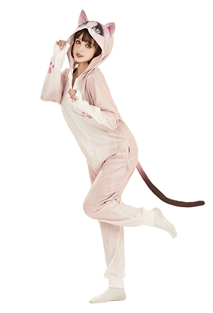 Dizzy Kitten Adult Cat Style Print Long Sleeves Hooded Kigurumi Onesie Pajama