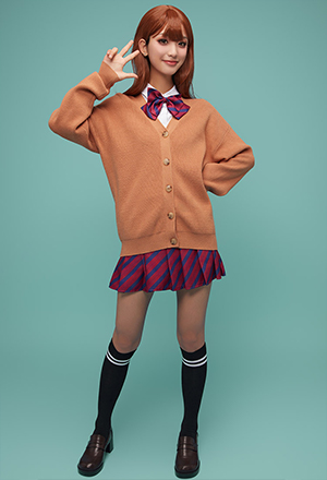 Komi Can't Communicate Ren Yamai Khaki Sweater Coat School Cosplay Costumes with Stockings