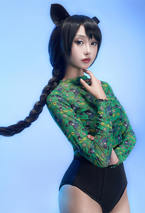 Miraculous Cat Noir Swimsuit Women Green Lady Noir Print Long Sleeves Swimsuit Cover Up